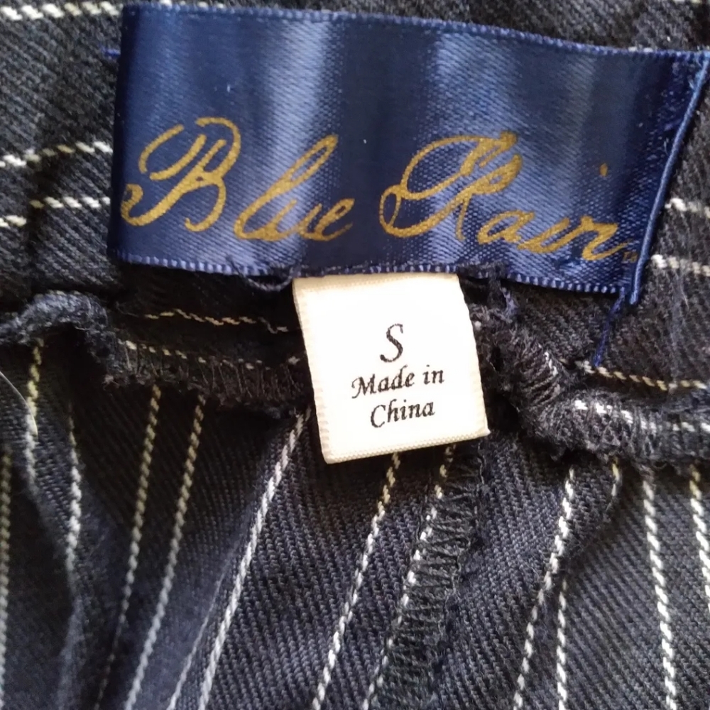 Blue Rain Wide Leg Striped Paperbag waist pants, size S - Picture 4 of 6